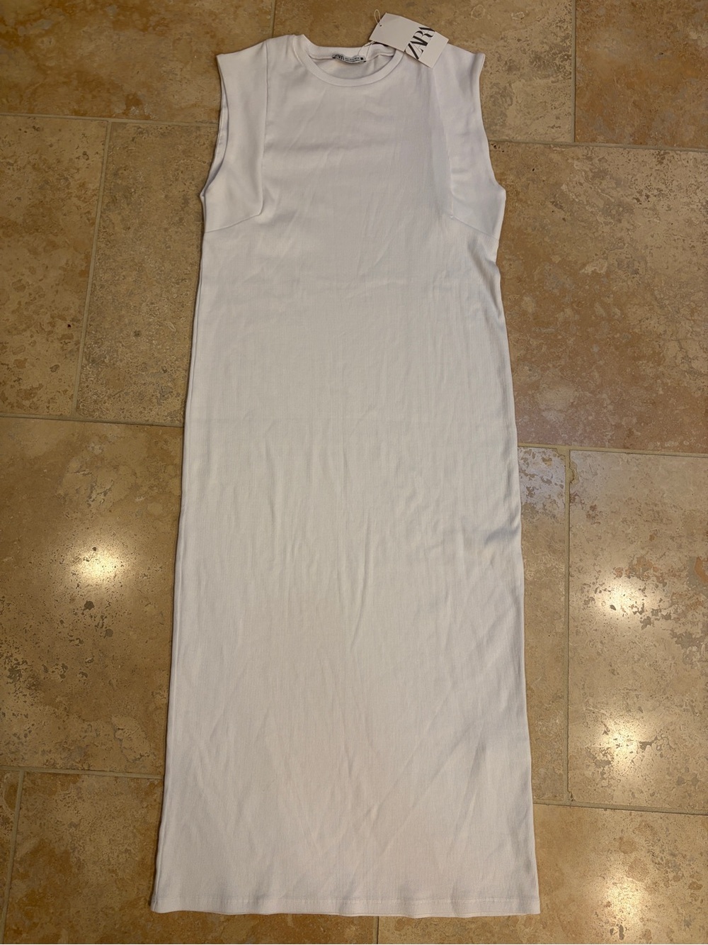 Zara white ribbed maxi dress